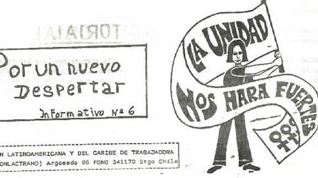 Dibujo de una mujer con un lienzo que dice La unión nos hará fuertes, es la portada de un boletín.