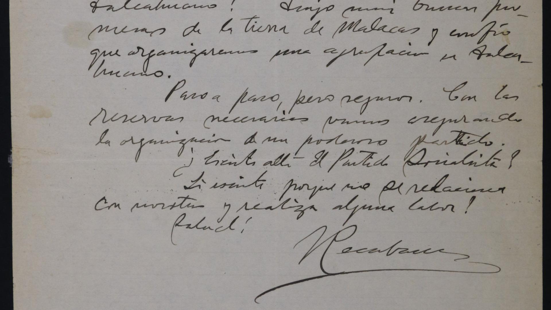 Carta de Recabarren a Carlos Alberto Martinez