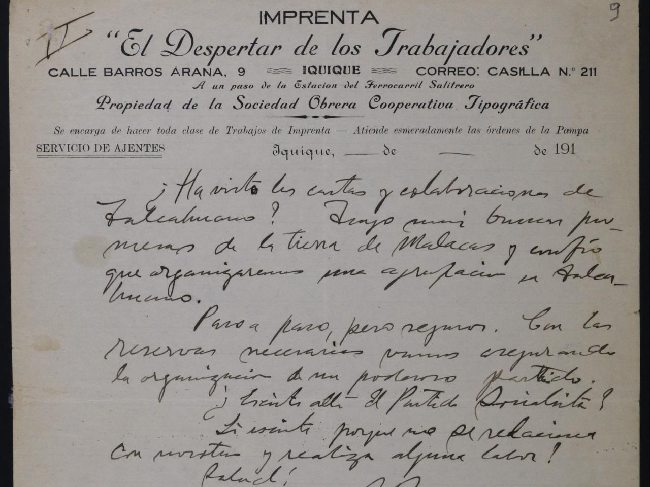 Carta de Recabarren a Carlos Alberto Martinez