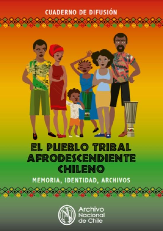 Dibujo colorido de mujeres, hombres y niño afrodescendientes.